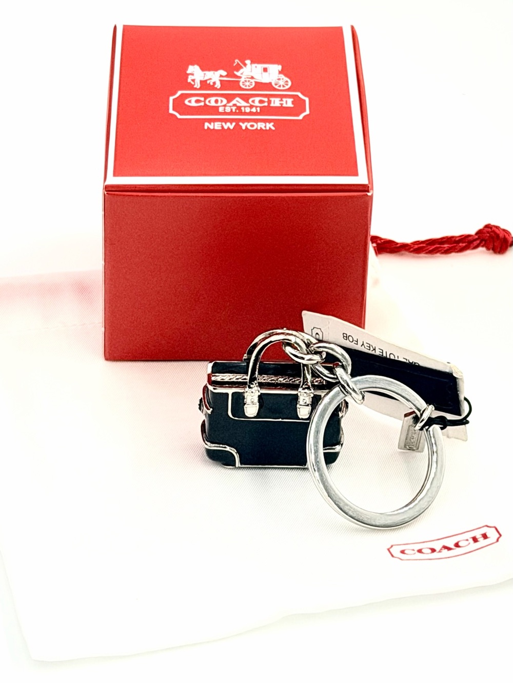 NWT Vintage Coach 3D Mini Gallery Tote Bag Charm Keychain Key Fob + Box